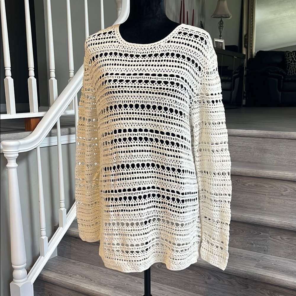 Chic Cream Crochet Sweater